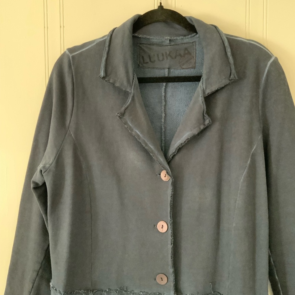 Luukaa Slate Dark Navy Blue Button-Up Blazer